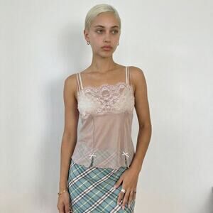 Vintage Intimissimi Sheer Lace Mesh Camisole Scalloped Bust (S)